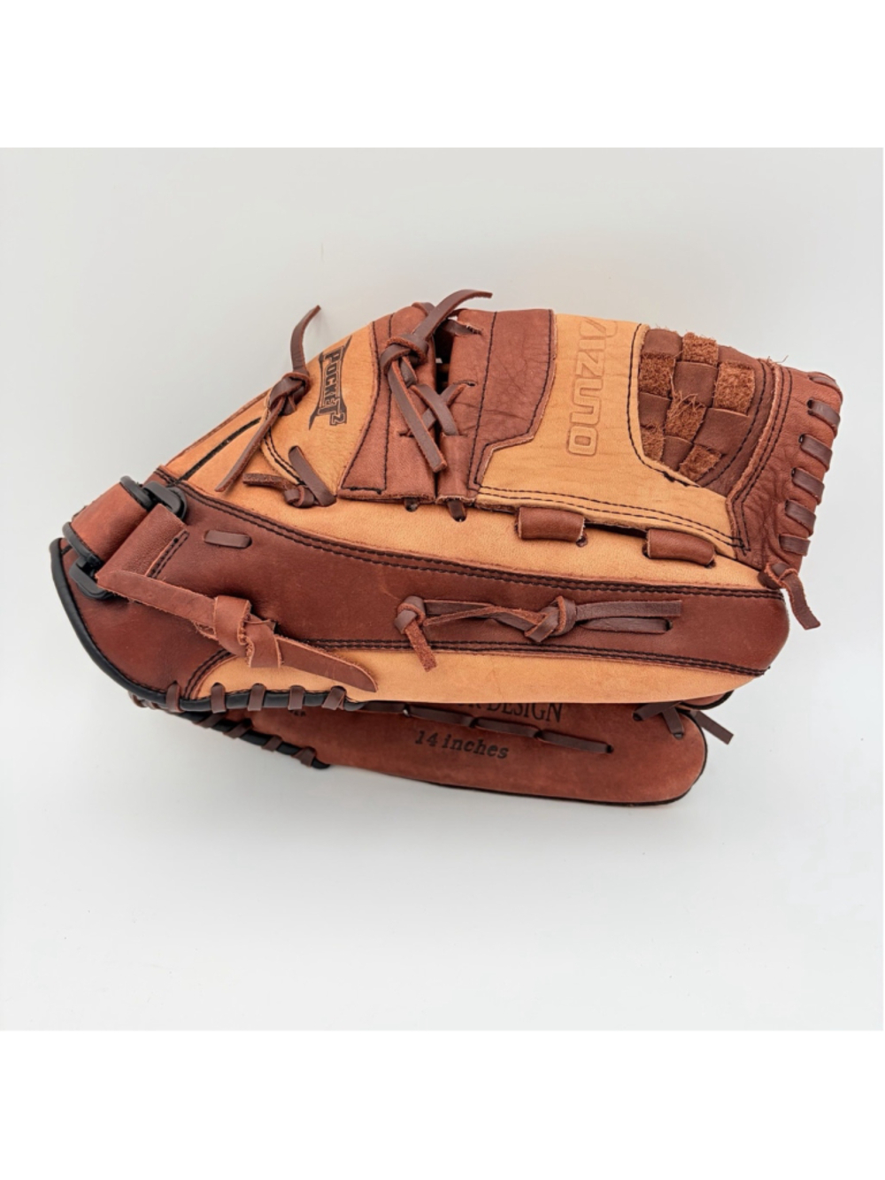 MIZUNO FLEX POCKET 14” Baseball Softball Glove GFE1401 RHT Brown Great Shape